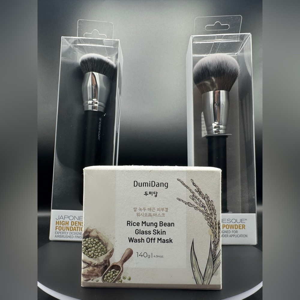 K Beauty Glass Skin Bundle Japonesque Brushes + Face Mask New